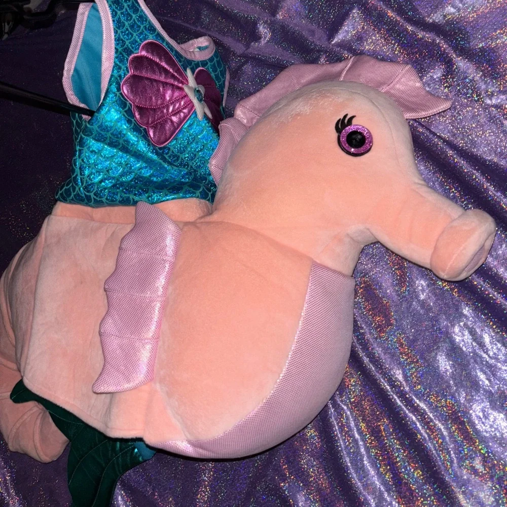 Mermaid Riding Seahorse Plush Costume
